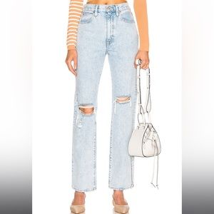 Revolve Brand SLVERLAKE London Jeans Straight Leg High Rise Distressed